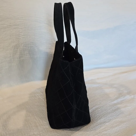 Chanel Wild Stitch Matelasse Black Leather Suede Tote Bag Silver CC Turnlock - Picture 4 of 16